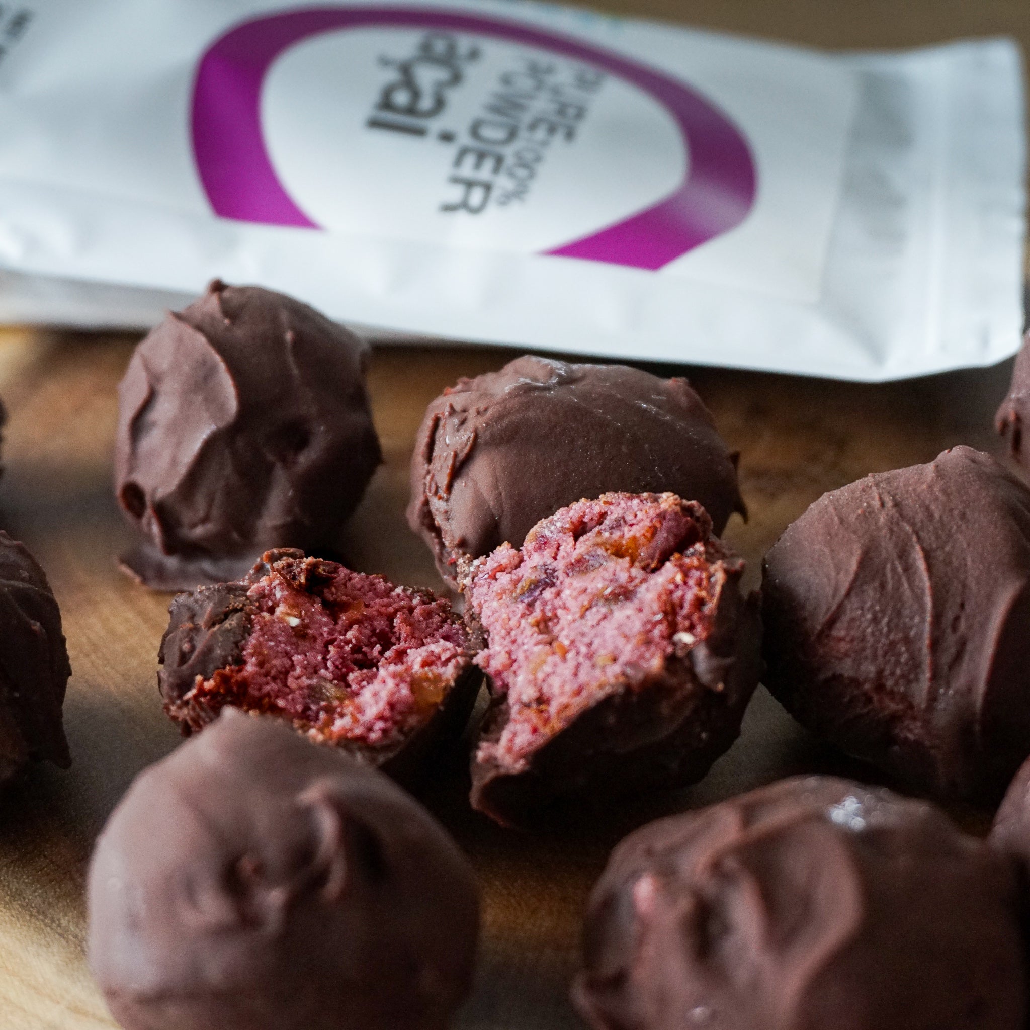 Açai & Cherry Truffles, Chocolate covered - VEGAN – RAW Nutritional