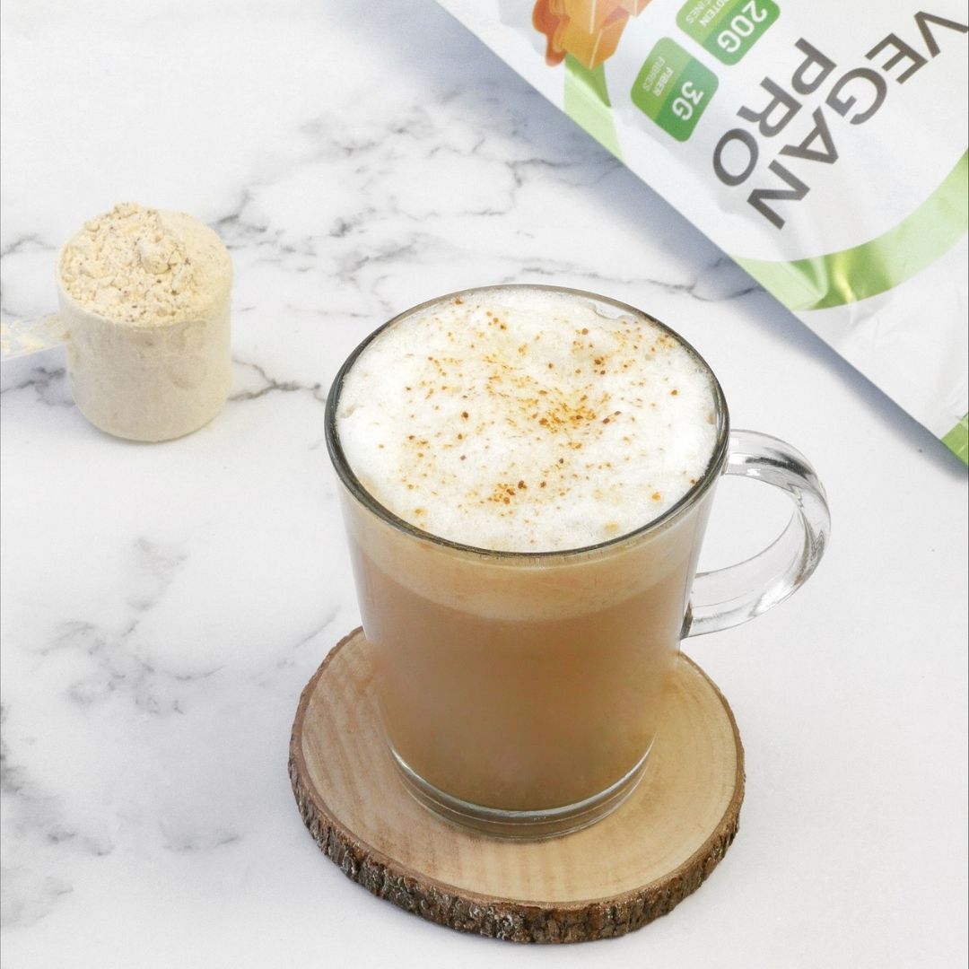 Warm and Cozy Vegan Caramel Protein Latte - RAW Nutritional