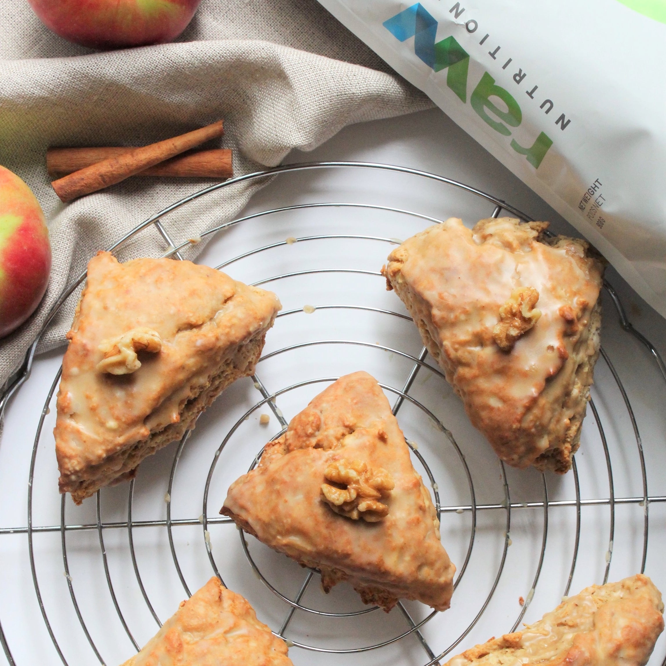 Maple-Glazed Apple & Caramel Scones - RAW Nutritional